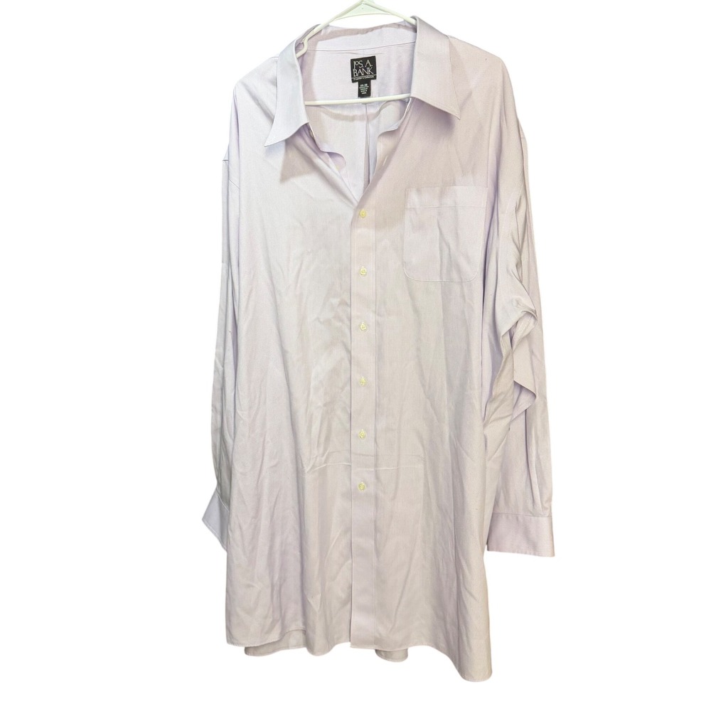 Jos A Bank Traveler Collection Dress Shirt Mens 20-36 Purple Micro Check‎ Cotton